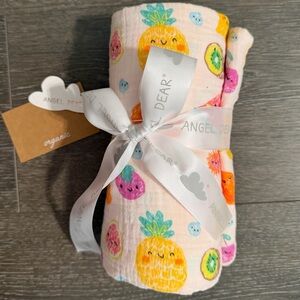 Angel Dear Pink Pineapple & Fruit Muslin Swaddle Blanket 47” x 47”
